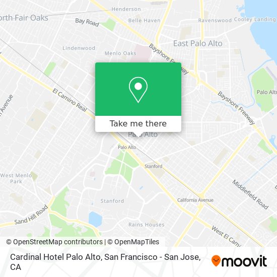 Cardinal Hotel Palo Alto map