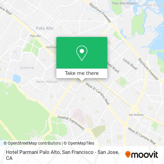 Hotel Parmani Palo Alto map