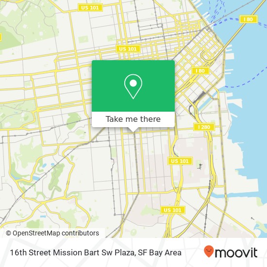 Mapa de 16th Street Mission Bart Sw Plaza