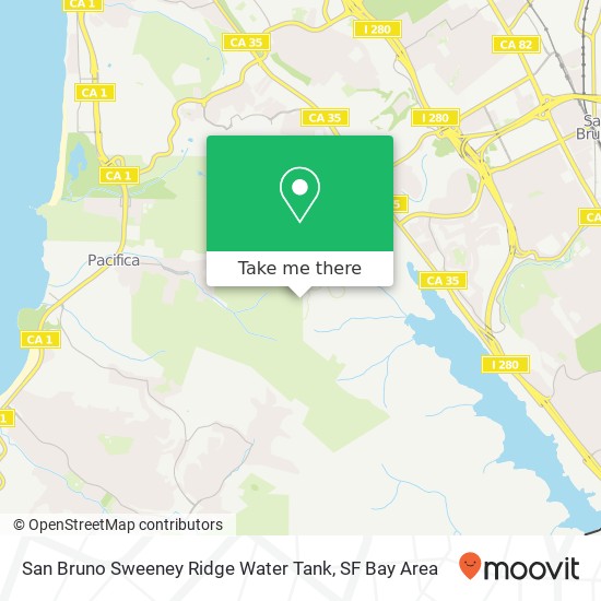 Mapa de San Bruno Sweeney Ridge Water Tank