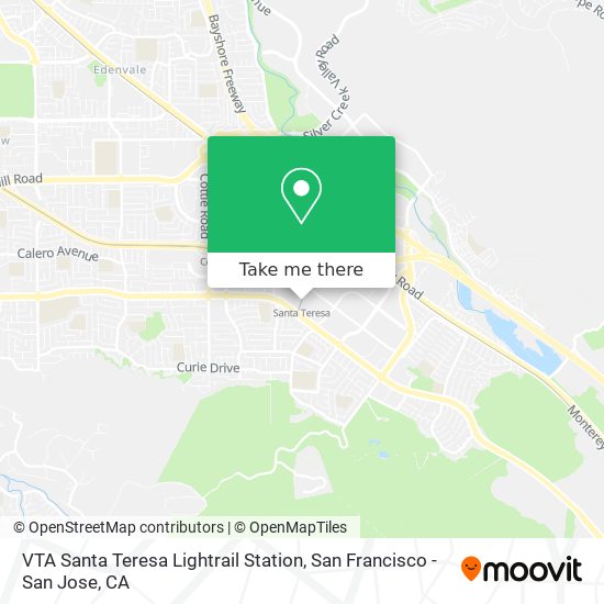 VTA Santa Teresa Lightrail Station map