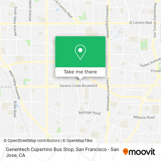 Genentech Cupertino Bus Stop map