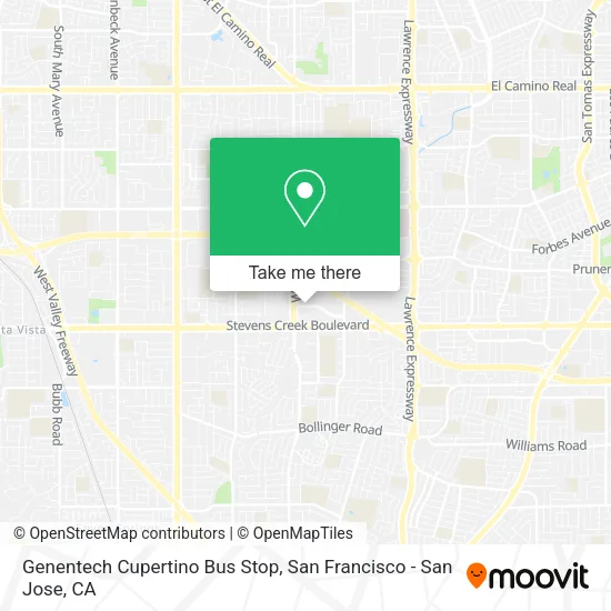 Mapa de Genentech Cupertino Bus Stop