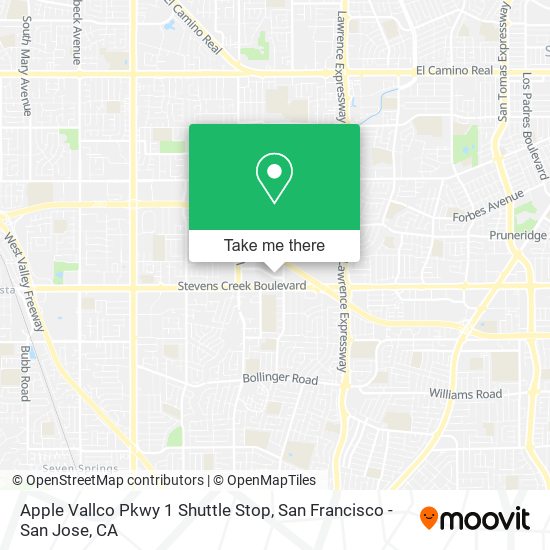 Mapa de Apple Vallco Pkwy 1 Shuttle Stop