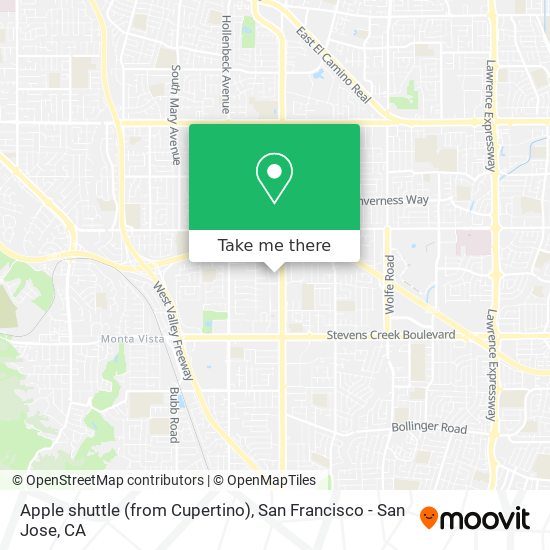 Apple shuttle (from Cupertino) map