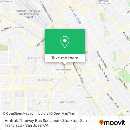 Amtrak Thruway Bus  San Jose - Stockton map