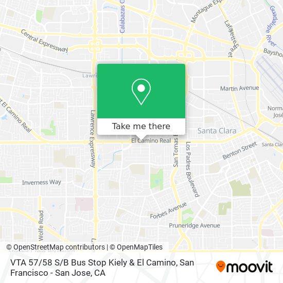 VTA 57 / 58 S / B Bus Stop Kiely & El Camino map