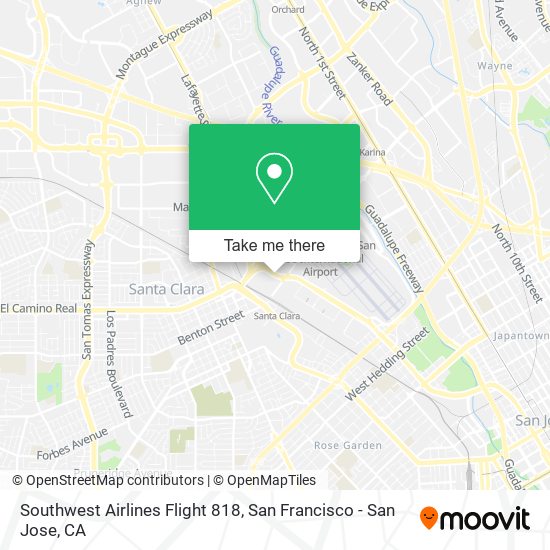 Southwest Airlines Flight 818 map