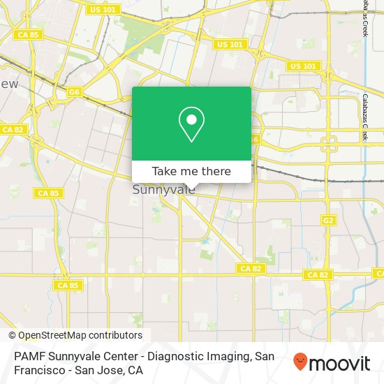 Mapa de PAMF Sunnyvale Center - Diagnostic Imaging