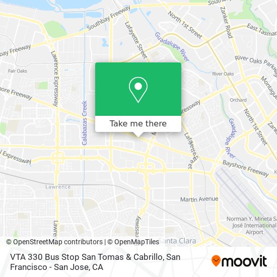 VTA 330 Bus Stop San Tomas & Cabrillo map