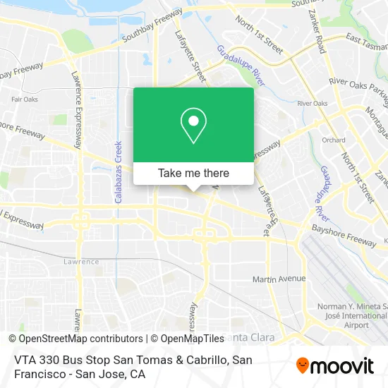 VTA 330 Bus Stop San Tomas & Cabrillo map