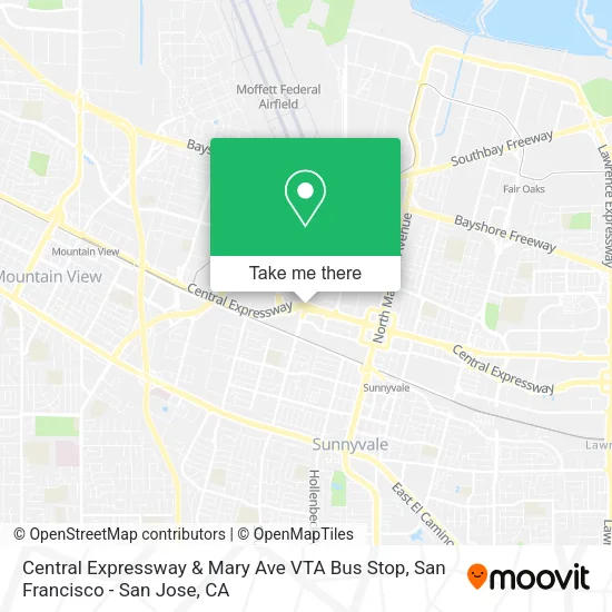 Central Expressway & Mary Ave VTA Bus Stop map