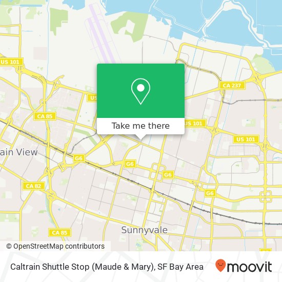Mapa de Caltrain Shuttle Stop (Maude & Mary)