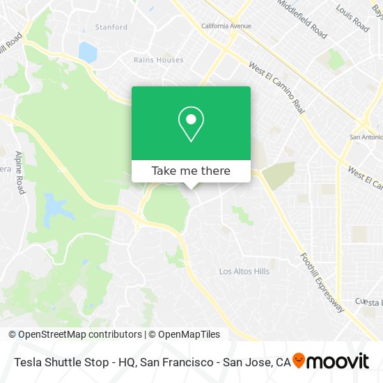 Mapa de Tesla Shuttle Stop - HQ