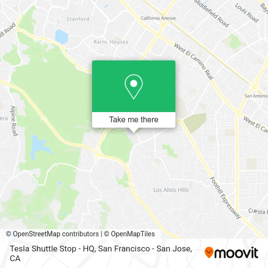 Mapa de Tesla Shuttle Stop - HQ