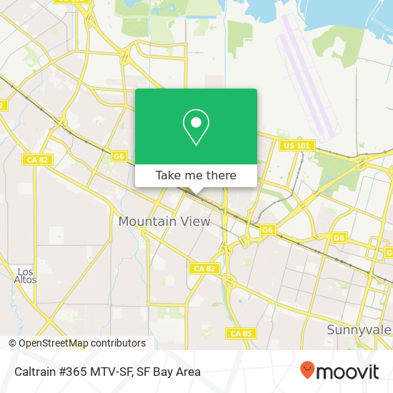 Caltrain #365 MTV-SF map