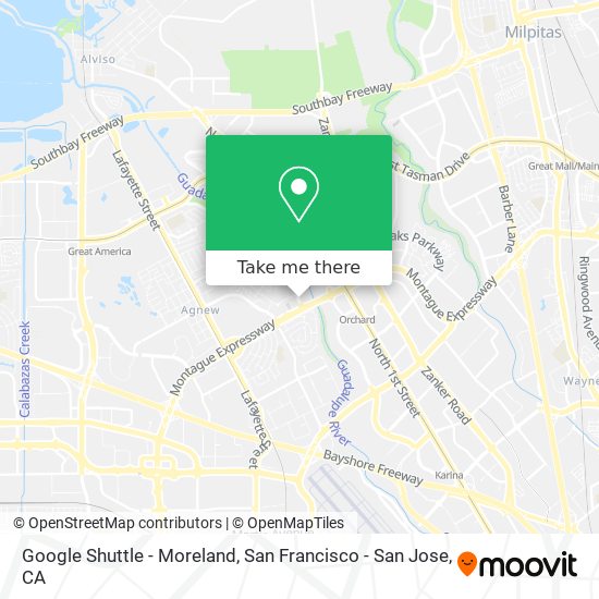 Google Shuttle - Moreland map