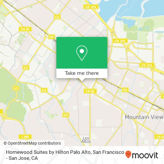 Mapa de Homewood Suites by Hilton Palo Alto
