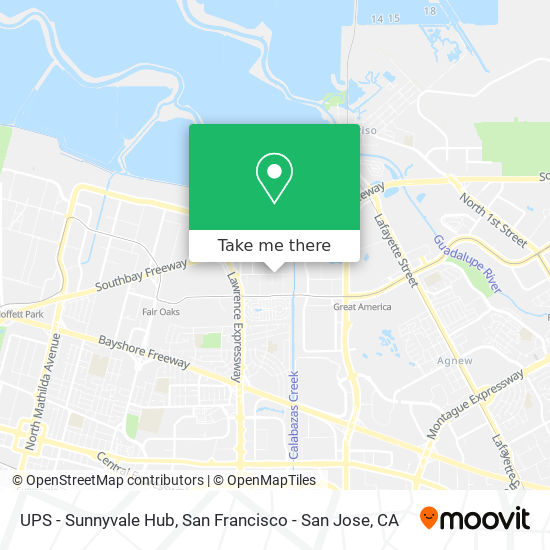 UPS - Sunnyvale Hub map