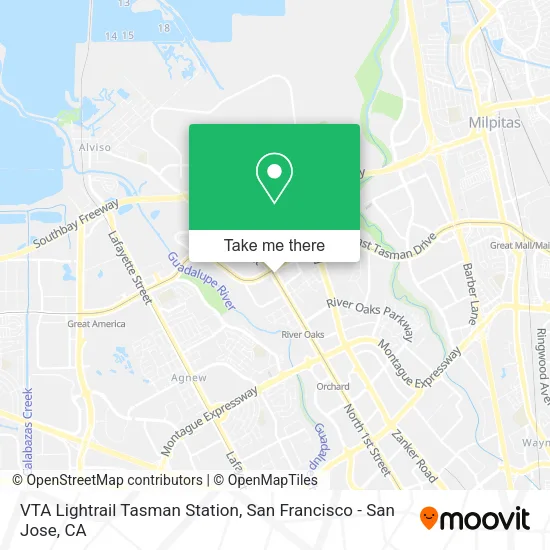 Mapa de VTA Lightrail Tasman Station
