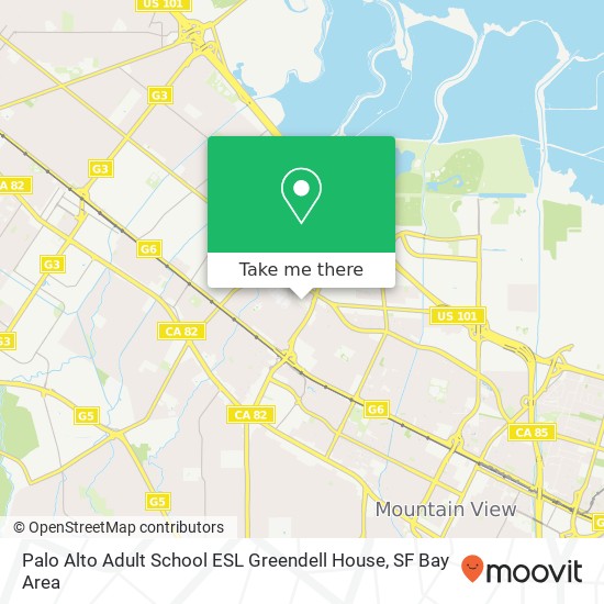 Palo Alto Adult School ESL Greendell House map