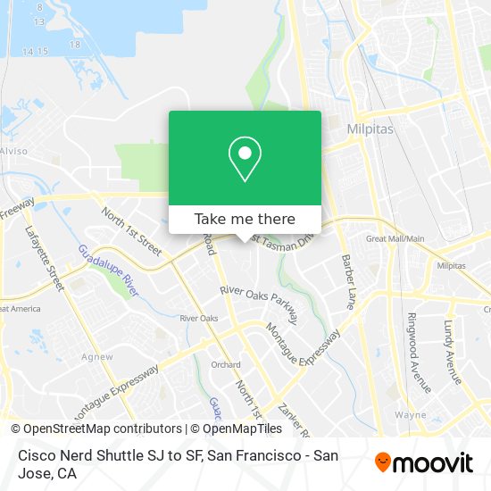 Mapa de Cisco Nerd Shuttle SJ to SF