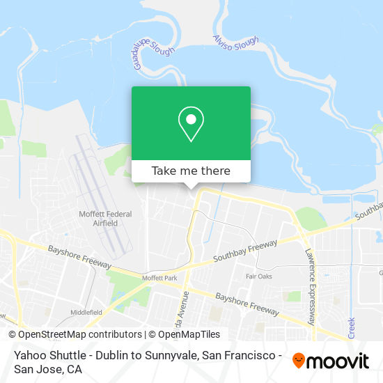 Yahoo Shuttle - Dublin to Sunnyvale map