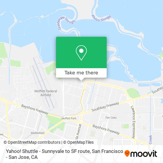 Yahoo! Shuttle - Sunnyvale to SF route map