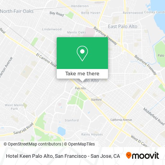 Hotel Keen Palo Alto map