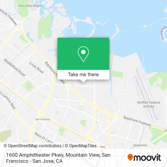 Mapa de 1600 Amphitheater Pkwy, Mountain View