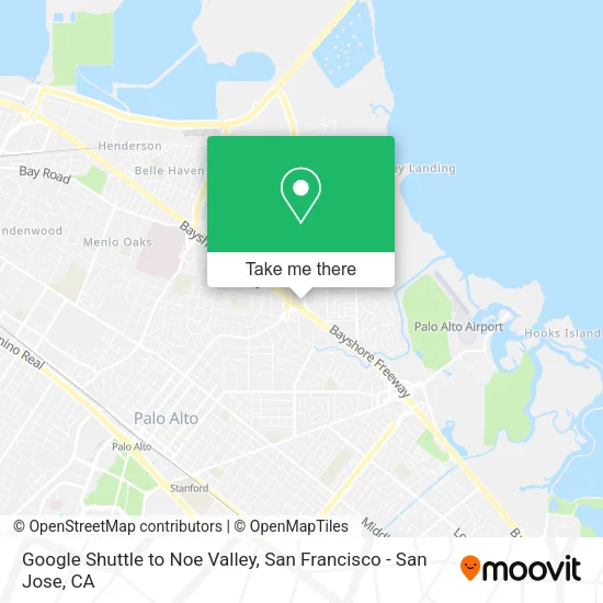 Mapa de Google Shuttle to Noe Valley