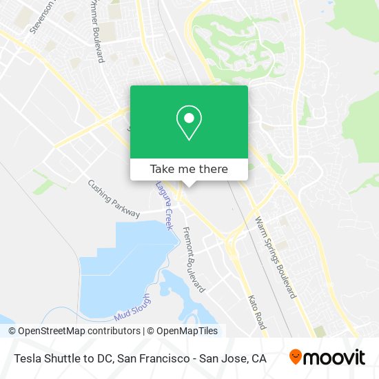 Mapa de Tesla Shuttle to DC
