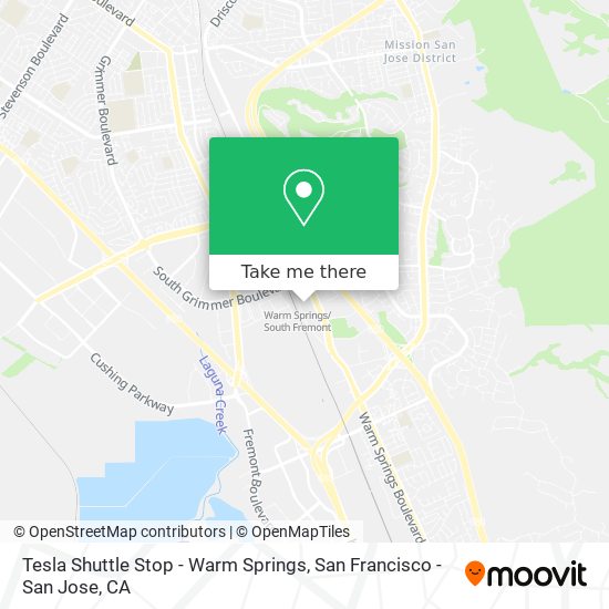 Mapa de Tesla Shuttle Stop - Warm Springs