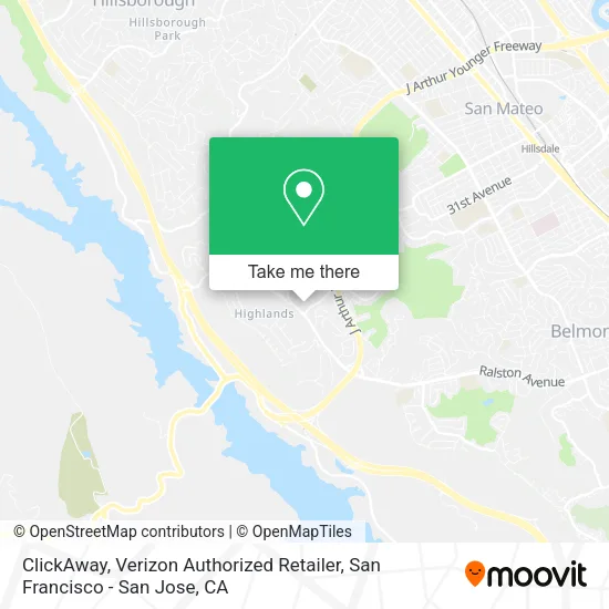 Mapa de ClickAway, Verizon Authorized Retailer