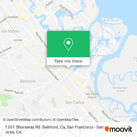 Mapa de 1301 Shoreway Rd. Belmont, Ca