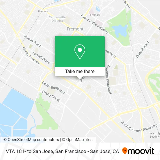 VTA 181- to San Jose map