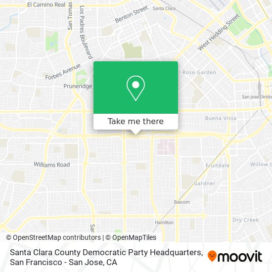 Santa Clara County Democratic Party Headquarters map