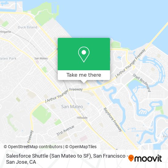 Mapa de Salesforce Shuttle (San Mateo to SF)