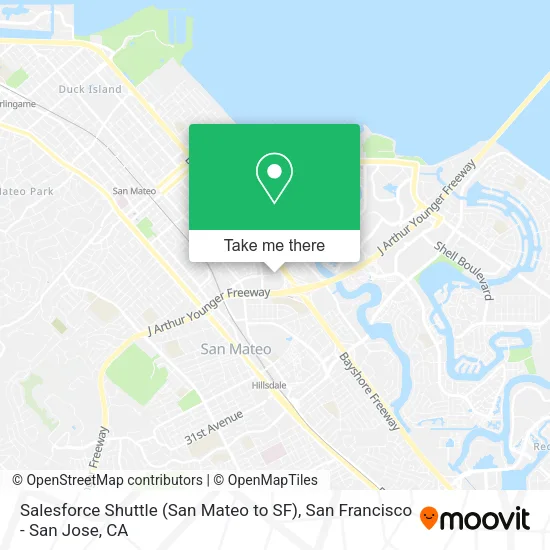 Salesforce Shuttle (San Mateo to SF) map