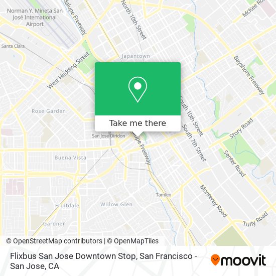 Flixbus San Jose Downtown Stop map