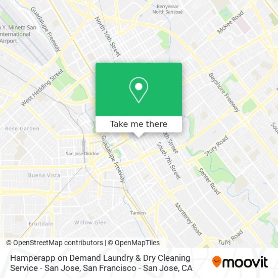 Mapa de Hamperapp on Demand Laundry & Dry Cleaning Service - San Jose