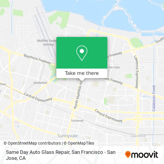 Same Day Auto Glass Repair map