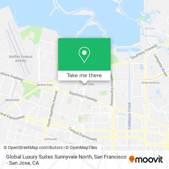 Global Luxury Suites Sunnyvale North map