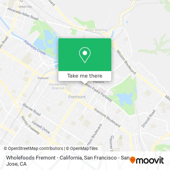 Mapa de Wholefoods Fremont - California