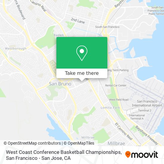 Mapa de West Coast Conference Basketball Championships