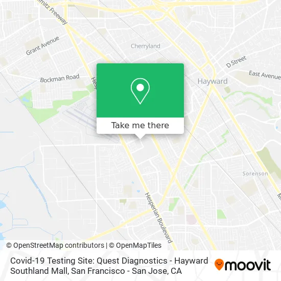 Covid-19 Testing Site: Quest Diagnostics - Hayward Southland Mall map