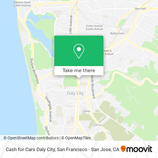 Mapa de Cash for Cars Daly City