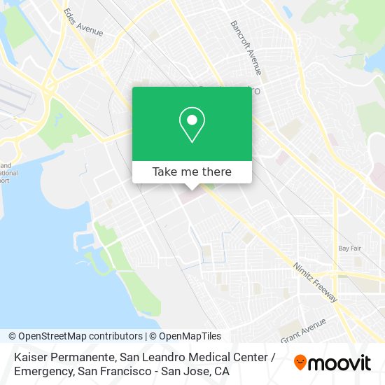 Mapa de Kaiser Permanente, San Leandro Medical Center / Emergency