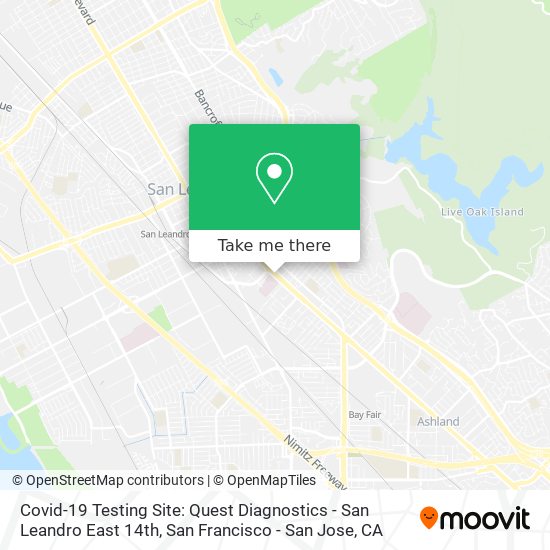 Covid-19 Testing Site: Quest Diagnostics - San Leandro East 14th map