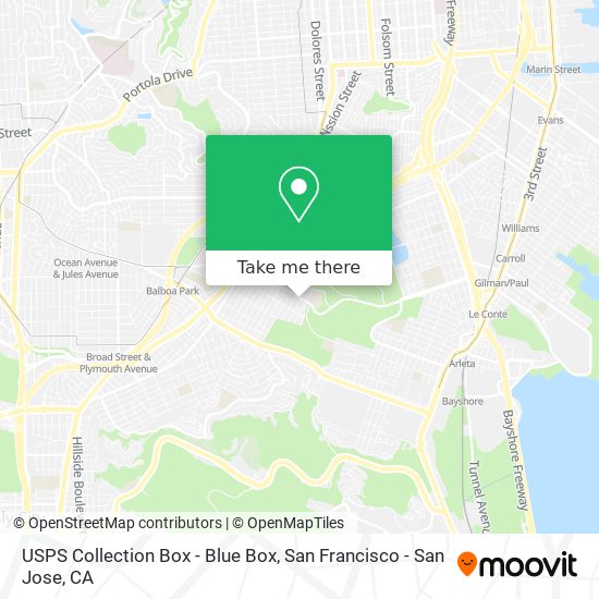 Mapa de USPS Collection Box - Blue Box